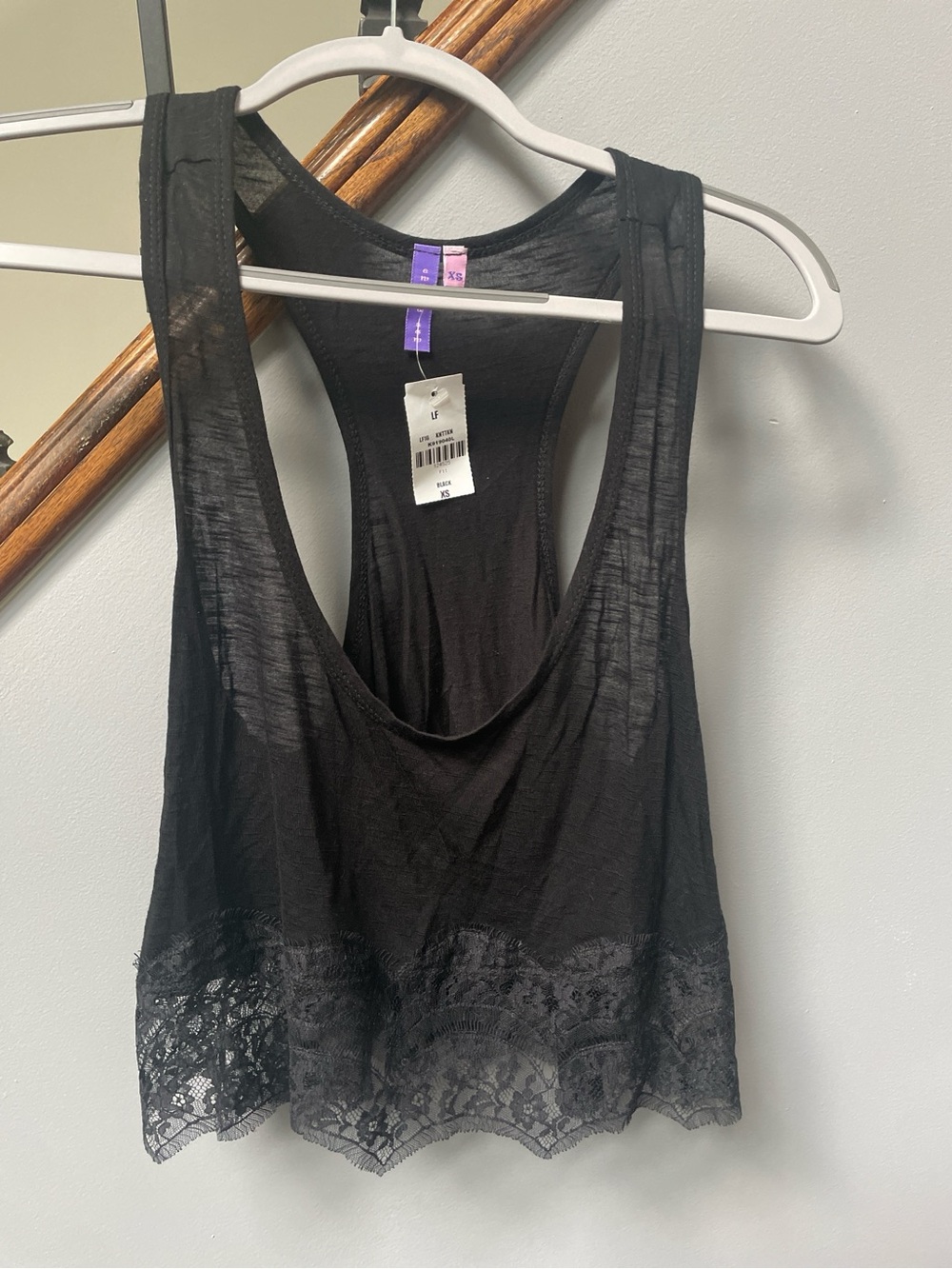 Emma & Sam Black Sleeveless Tank with Lace Trim